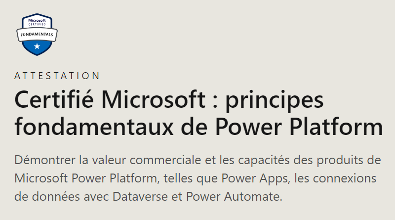 Certifié Microsoft : principes fondamentaux de Power Platform