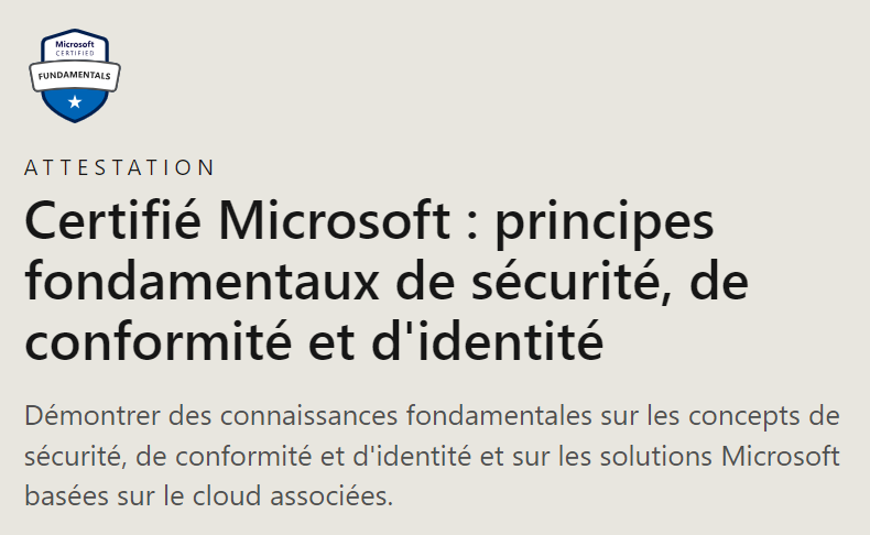 Certifié Microsoft : principes fondamentaux de sécurité, de conformité et d'identité