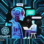 développeur sur ordinateur et robot en face avec le logo de chatgpt