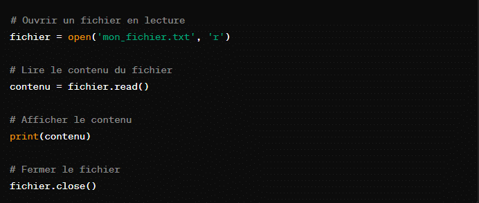 Code: Ouvrir un fichier avec la fonction ‘open()’ 01
