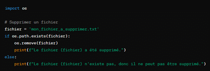 Code: Supprimer un fichier avec ‘os.remove()’