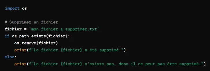 Code: Supprimer un fichier avec ‘os.remove()’